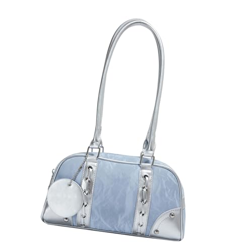 Damen Retro Businesstasche Kreative Damen Schultertasche Geldbörse in praktischer PU Leder Weibliche Achseltaschen für den täglichen Gebrauch Mode Umhängetasche, blau, One Size von Uqezagpa