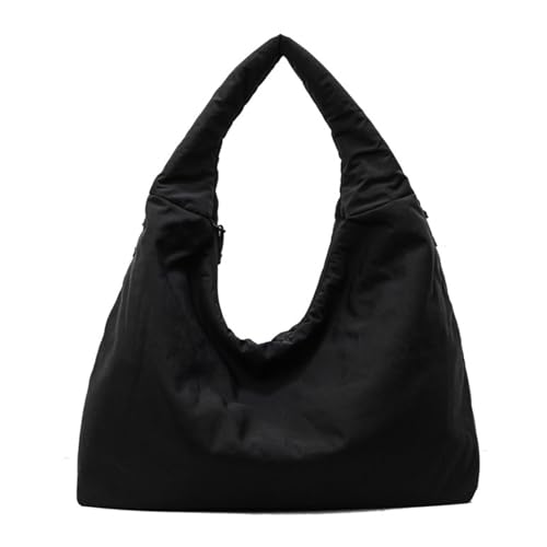 Damen-Schultertasche aus Nylon mit geräumigem Innenfutter, lässige Reisetasche, elegante Unterarmtasche für Studenten, einfarbige Geldbörse, Schwarz , One Size Damen-Schultertasche aus Nylon mit geräumigem Innenfutter, lässige Reisetasche, elegante Unterarmtasche für Studenten, einfarbige Geldbörse, Schwarz , One Size von Uqezagpa