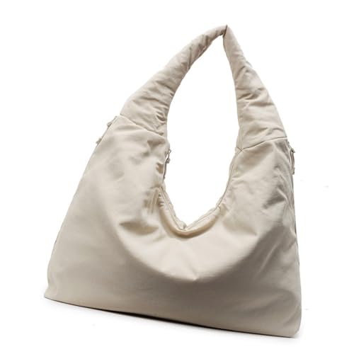 Damen-Schultertasche aus Nylon mit geräumigem Innenfutter, lässige Reisetasche, elegante Unterarmtasche für Studenten, einfarbige Geldbörse, beige, One Size Damen-Schultertasche aus Nylon mit geräumigem Innenfutter, lässige Reisetasche, elegante Unterarmtasche für Studenten, einfarbige Geldbörse, beige, One Size von Uqezagpa