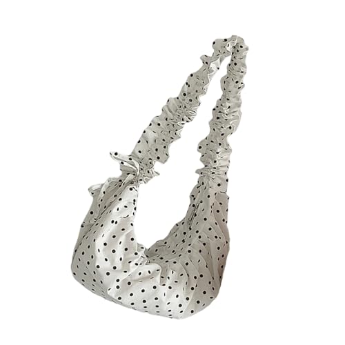 Damen-Umhängetasche, gepunktet, Achseltasche, plissiert, für Pendeln, koreanische Stile, Crossbody-Tasche für den Alltag, Achselhöhle, Retro, plissiert, Crossbody, stilvolle Knödel, beige, One Size Damen-Umhängetasche, gepunktet, Achseltasche, plissiert, für Pendeln, koreanische Stile, Crossbody-Tasche für den Alltag, Achselhöhle, Retro, plissiert, Crossbody, stilvolle Knödel, beige, One Size von Uqezagpa