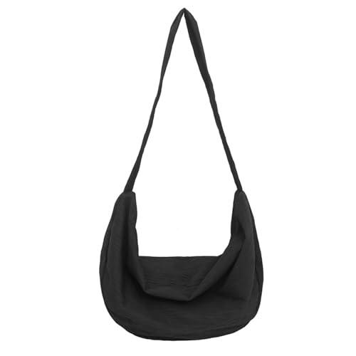 Damen-Umhängetasche, koreanischer Stil, Knödel, Nylon, Messenger, große Kapazität, Crossbody für Herbst und Winter, koreanische Stile, Crossbody für Damen, Nylon, Schulterknödel, täglich, Schwarz von Uqezagpa