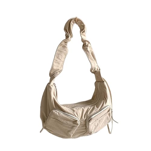 Damen-Umhängetasche aus Nylon, plissiert, Kordelzug, mehrere Taschen, Handtasche, Geldbörse, modisch, solide, lässig, mit Reißverschluss, große Kapazität, Kordelzug, Schulter, khaki, One Size Damen-Umhängetasche aus Nylon, plissiert, Kordelzug, mehrere Taschen, Handtasche, Geldbörse, modisch, solide, lässig, mit Reißverschluss, große Kapazität, Kordelzug, Schulter, khaki, One Size von Uqezagpa