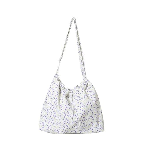 Damen-Umhängetasche mit Kordelzug, großes Fassungsvermögen, gerüschte Achselhöhle, weibliche Blume, Kuriertasche für Reisen, koreanischer Stil, Crossbody-Tasche für Damen, große Kapazität von Uqezagpa