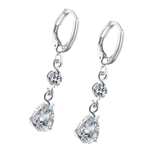 Damen baumelnde Creolen Mode Zirkonia Ohrring Set mit Wassertropfen Charm für Versammlungen Partys Zirkonia Ohrringe, Einheitsgröße, Wie beschrieben, Wie beschrieben von Uqezagpa