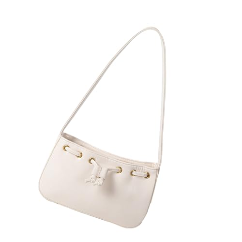 Damentasche aus PU-Leder, Achseltasche, Kordelzug, Handtasche, modisch, Pendeln, einfache Achselhöhle, trendige Handtasche und Geldbörse, einfarbig, Schulter, beige, One Size Damentasche aus PU-Leder, Achseltasche, Kordelzug, Handtasche, modisch, Pendeln, einfache Achselhöhle, trendige Handtasche und Geldbörse, einfarbig, Schulter, beige, One Size von Uqezagpa