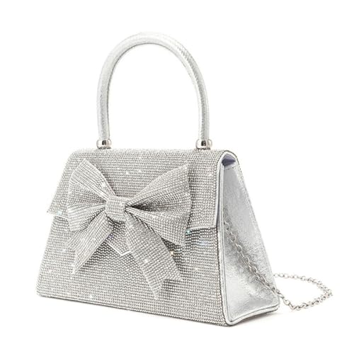 Einzigartige Party-Handtasche, Abendtasche mit glitzernden Strassverzierungen und Schleifen, stilvolle Hochzeits-Geldbörse, funkelnde Strass-Geldbörse von Uqezagpa