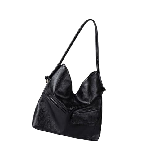 Elegante Damen Slouchy Taschen Retro PU Leder Unterarm Geldbörse Weiche Schultertasche Reise Handtasche für verschiedene Anlässe Weiche Schulter Handtasche, Schwarz , One Size von Uqezagpa