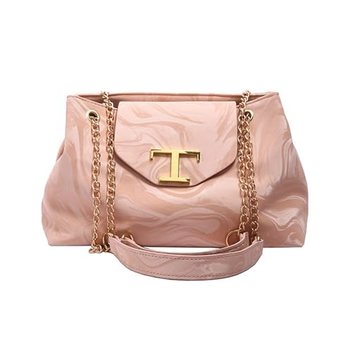 Elegante Damen-Umhängetasche mit Kettenriemen, PU-Leder, Schultertasche, Metalldekoration, lässiger Einkauf, Unterarm-Geldbörse, PU-Leder, a, One Size von Uqezagpa
