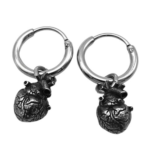 Elegante Herz-Ohrringe aus Stahl, baumelnde Ohrringe, auffälliges Ohrentropfen, Unisex-Accessoire für Party, übertriebenes Herz von Uqezagpa