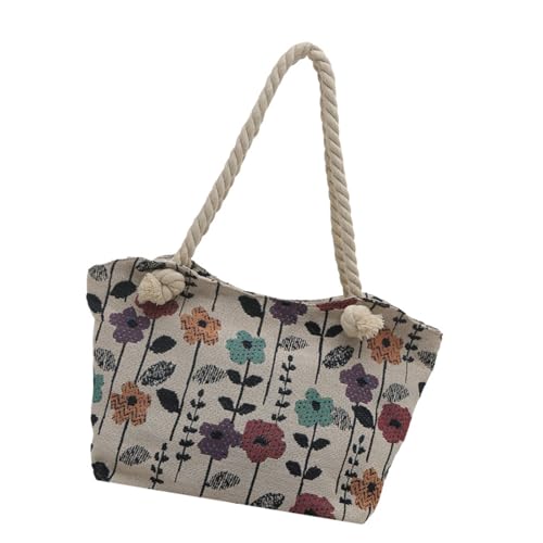 Elegante Nylon-Unterarmtasche für Damen, praktische Blumen-Schultertaschen, große Kapazität, Blumen-Handtasche für einfaches Tragen, geräumige Schultertasche mit Blumendruck, B, One Size von Uqezagpa