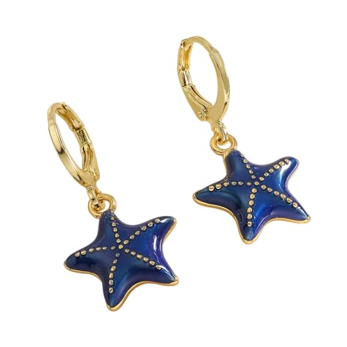 Elegante Seestern-Ohrstecker, Party-Ohrschnallen, modischer Ohrschmuck, Kupferstruktur, geeignet für Frauen und Jugendliche, Geschenk, handgefertigte Tropfen, Einheitsgröße, Wie beschrieben, Wie von Uqezagpa