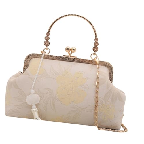 Elegante Umhängetasche, geräumiger Innen-Organizer, traditionelles Cheongsam-Design, Umhängetasche für Damen, praktische Abendtasche aus Seidensamt, weiß, One Size Elegante Umhängetasche, geräumiger Innen-Organizer, traditionelles Cheongsam-Design, Umhängetasche für Damen, praktische Abendtasche aus Seidensamt, weiß, One Size von Uqezagpa