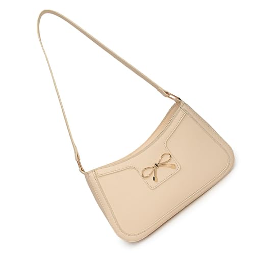 Elegante Umhängetasche aus PU-Leder mit Schleife, modische Achseltasche für Damen und Mädchen, Reisen, Einkaufen, Arbeit, Unterarm-Geldbörse, Schleife, Achselhöhle, beige, One Size Elegante Umhängetasche aus PU-Leder mit Schleife, modische Achseltasche für Damen und Mädchen, Reisen, Einkaufen, Arbeit, Unterarm-Geldbörse, Schleife, Achselhöhle, beige, One Size von Uqezagpa