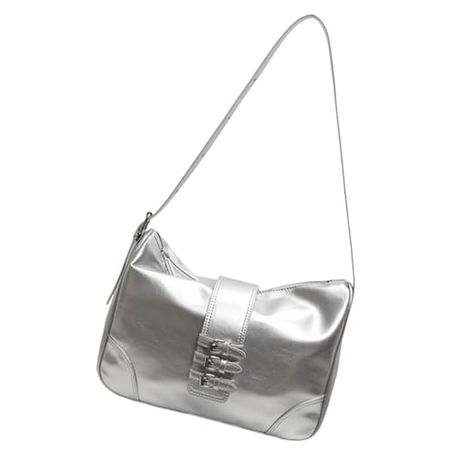Elegante Unterarmtasche Crossbody Taschen PU Leder Handtasche Mode Retro Schultertasche für Frauen Mädchen PU Schultertasche, silber, One Size Elegante Unterarmtasche Crossbody Taschen PU Leder Handtasche Mode Retro Schultertasche für Frauen Mädchen PU Schultertasche, silber, One Size von Uqezagpa