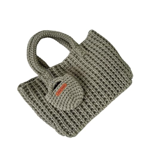 Elegante handgestrickte Tasche, praktische Häkeltasche, lässiger Tragegriff oben, modische Handtasche, ideal für Partys und den täglichen Gebrauch, handgefertigtes Mode-Accessoire, Bean Green, One Elegante handgestrickte Tasche, praktische Häkeltasche, lässiger Tragegriff oben, modische Handtasche, ideal für Partys und den täglichen Gebrauch, handgefertigtes Mode-Accessoire, Bean Green, One von Uqezagpa