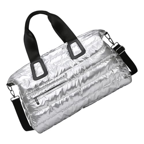 Extra große, wasserabweisende Sporttasche mit glänzenden Oberflächen, Turnbeutel für Sportbegeisterte und Vielreisende, modische Schwimm- und Sporttasche, silber, Mass Beauty Extra große, wasserabweisende Sporttasche mit glänzenden Oberflächen, Turnbeutel für Sportbegeisterte und Vielreisende, modische Schwimm- und Sporttasche, silber, Mass Beauty von Uqezagpa