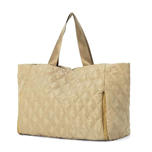 Fitness Tasche Gesteppte Handtasche Übernachtungstasche Große Kapazität Reisetasche Trendy Umhängetasche Turnbeutel Wochenendtasche Sporttasche, khaki von Uqezagpa