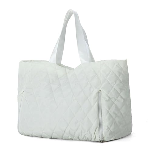 Fitness Tasche Gesteppte Handtasche Übernachtungstasche Große Kapazität Reisetasche Trendy Umhängetasche Turnbeutel Wochenendtasche Sporttasche, weiß von Uqezagpa