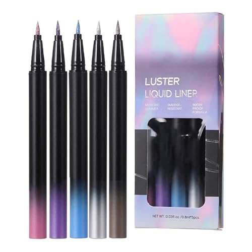 Flüssigkeitsset, metallische Einlagen für wischfestes Make-up, lange Haltbarkeit für Damen, metallische Flüssigkeit, 5 Stück Flüssigkeitsset, metallische Einlagen für wischfestes Make-up, lange Haltbarkeit für Damen, metallische Flüssigkeit, 5 Stück von Uqezagpa
