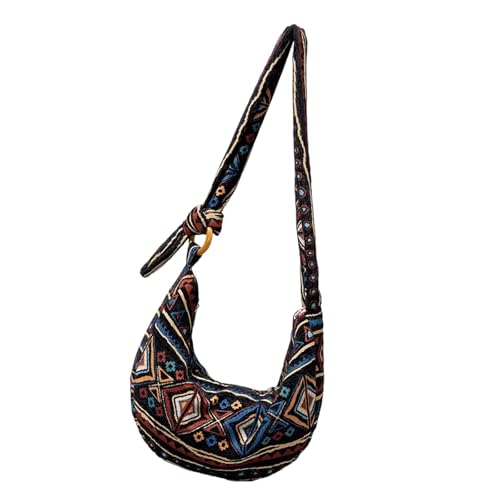 Frauen Trendy Umhängetasche Leinwand Crossbody Bag Pendeln Handtasche Ethnische Styles Messenger Für Tägliche Reisen Frauen Ethnische Stile Schulterpendelhand Handtasche Leinwand Crossbody von Uqezagpa