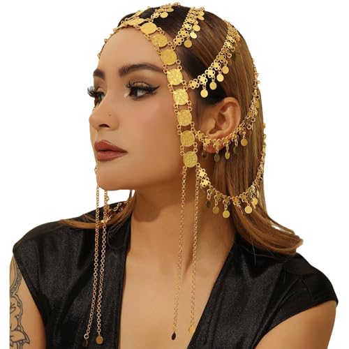 Gothicism Quasten-Kopfkette, Münzquasten, Haarteil, eleganter Hochzeits-Kopfschmuck für Musikfestivals und Veranstaltungen von Uqezagpa