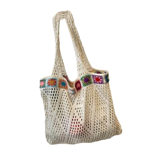 Große Kapazität, Häkel-Strick-Umhängetasche, lässige Strandtasche, hohle Handtasche für Reisen und den täglichen Gebrauch, gehäkelte Strick-Handtasche, beige, One Size Große Kapazität, Häkel-Strick-Umhängetasche, lässige Strandtasche, hohle Handtasche für Reisen und den täglichen Gebrauch, gehäkelte Strick-Handtasche, beige, One Size von Uqezagpa