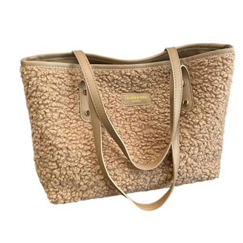 Große Kapazität, Plüsch-Schultertasche für den täglichen Pendler, weiche und bequeme Unterarmtaschen, lässige Handtasche für stilvolle Damen, stilvolle Pendlertasche, khaki, One Size Große Kapazität, Plüsch-Schultertasche für den täglichen Pendler, weiche und bequeme Unterarmtaschen, lässige Handtasche für stilvolle Damen, stilvolle Pendlertasche, khaki, One Size von Uqezagpa