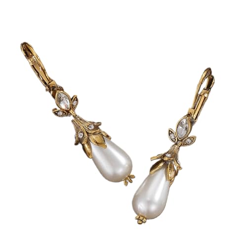 Handgefertigte Perlenohrringe, trendige Ohrringe, Damen, Perlen, Ohrschmuck, Legierung, Textur, geeignet für Partys und Veranstaltungen, Retro-Strass-Ohrstecker für Frauen von Uqezagpa