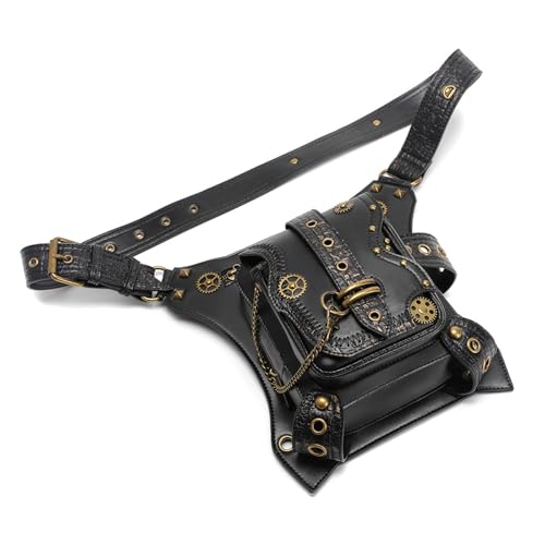 Hüfttasche aus PU-Leder, für Damen, mit Ösen, kleine Brusttasche, Punk-Tasche für Damen, Punk-Tasche Hüfttasche aus PU-Leder, für Damen, mit Ösen, kleine Brusttasche, Punk-Tasche für Damen, Punk-Tasche von Uqezagpa