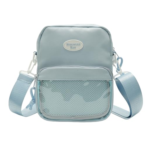 Itabag Harajukus Umhängetasche, transparent, japanischer Stil, Schultertasche, Kuriertasche für Pin-Display, klare Schulter, japanische Umhängetasche, blau, One Size von Uqezagpa