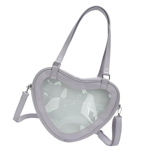 Itabag Japanische Schulmädchen, Damen, Herzform, mit transparentem Fenster, Umhängetasche, Anstecknadel, Handtasche, Büchertasche, Schulbuch für Mädchen, hellviolett, One Size Itabag Japanische Schulmädchen, Damen, Herzform, mit transparentem Fenster, Umhängetasche, Anstecknadel, Handtasche, Büchertasche, Schulbuch für Mädchen, hellviolett, One Size von Uqezagpa