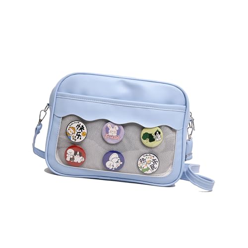 Itabag Umhängetasche im japanischen Stil, für Schüler, Schultasche, PU-Leder, Schultertasche, Messenger für Pin-Display, japanische Umhängetasche für Damen, PU-Leder, klare Schulter, blau, One Size Itabag Umhängetasche im japanischen Stil, für Schüler, Schultasche, PU-Leder, Schultertasche, Messenger für Pin-Display, japanische Umhängetasche für Damen, PU-Leder, klare Schulter, blau, One Size von Uqezagpa