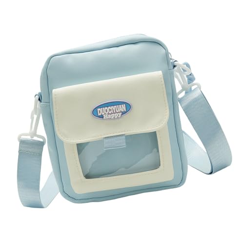 Itabag Umhängetasche in Kontrastfarbe, transparent, japanischer Stil, Schultertasche, Kuriertasche, kleines Handy für Pin-Display, blau, One Size von Uqezagpa
