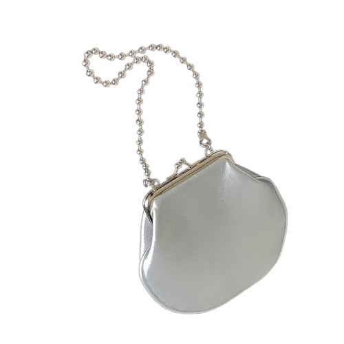 Kleine Abendtasche für Damen, koreanisches PU-Leder, mit Perlenkette und Crossbody-Riemen, elegante Schultertasche, Handtasche, Kuss-Geldbörse, PU-Leder, silber, One Size Kleine Abendtasche für Damen, koreanisches PU-Leder, mit Perlenkette und Crossbody-Riemen, elegante Schultertasche, Handtasche, Kuss-Geldbörse, PU-Leder, silber, One Size von Uqezagpa