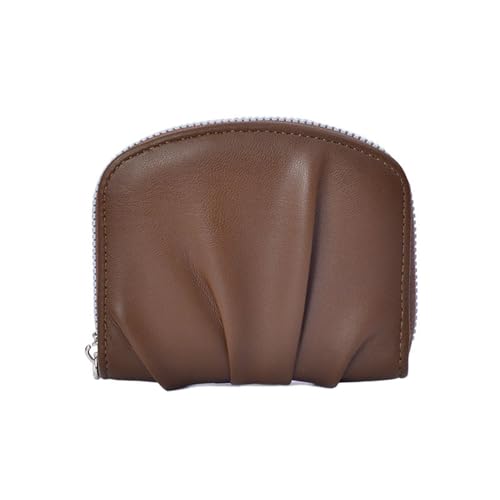 Kleine Geldbörsen, plissiert, einfarbig, PU-Leder, Münzgeldbörse, modische Münzbörse mit Reißverschlüssen, kleine Geldbörse, plissiert, kurz, PU-Leder, Wechsel, einfarbig, coffee, Mass Beauty von Uqezagpa