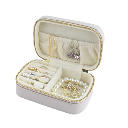 Kompakt Kleine Schmuckstaierbox 2 Schichten PU Leder Reise Ohrringe Halsketten Armbänder Koffer Für Mädchen Und Frauen Frauen Juwelier Gehäuse von Uqezagpa