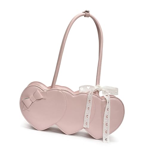 Koreanische Stil Herz Schultertasche Mode Damen Handtasche PU Leder Achsel Geldbörse für verschiedene Anlässe Stilvolle Frauen, B, One Size von Uqezagpa