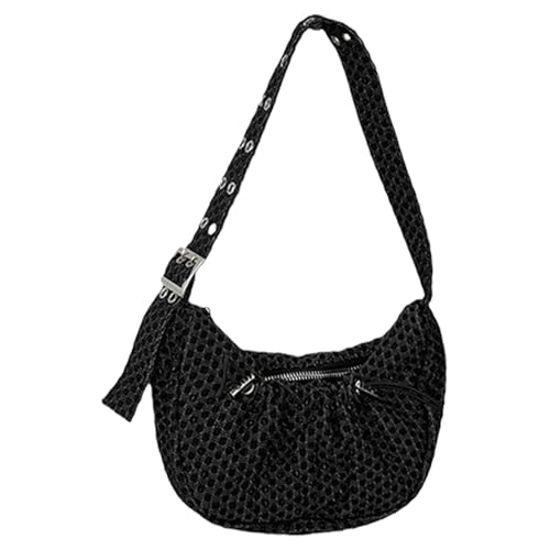 Koreanische karierte Textur, plissiert, Unterarmtasche für Damen, einfarbig, Achseltasche, Handtasche mit Ösen, Riemen, Schultertasche, strukturierte Unterarm-Geldbörse, Schwarz , One Size Koreanische karierte Textur, plissiert, Unterarmtasche für Damen, einfarbig, Achseltasche, Handtasche mit Ösen, Riemen, Schultertasche, strukturierte Unterarm-Geldbörse, Schwarz , One Size von Uqezagpa