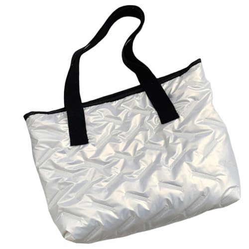 Lässige einfarbige Damen-Schultertasche mit geräumigem Innenfutter, wasserabweisend, PU-Leder, gesteppt, Puffer-Unterarm-Handtasche, stilvolle gepolsterte Handtasche, Pearlescent White, One Size Lässige einfarbige Damen-Schultertasche mit geräumigem Innenfutter, wasserabweisend, PU-Leder, gesteppt, Puffer-Unterarm-Handtasche, stilvolle gepolsterte Handtasche, Pearlescent White, One Size von Uqezagpa