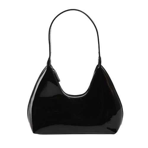 Leder-Schultertasche für Damen, Reißverschluss, Handtasche, Handy, Geldbörse, Clutch, Tasche mit Tragegriff oben, Unterarmtasche, Schwarz , One Size von Uqezagpa