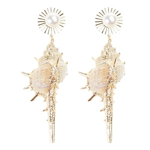 Leichte Muschel-Ohrringe mit Kunstperlen, handgefertigtes Ohrstecker-Accessoire für modische Frauen, Schmuck für den täglichen Gebrauch, Einheitsgröße, Wie beschrieben, Wie beschrieben von Uqezagpa
