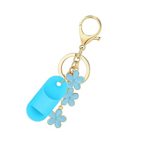 Lipgloss-Schlüsselanhängerhalter, Kosmetik-Aufbewahrungslösung, beschäftigte Frauen, Kettenkappe für und Balsam, reisefreundlicher Halter, blau, Einheitsgröße von Uqezagpa