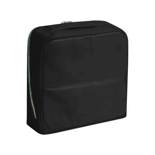 Make-up-Tasche aus Leder, zum Aufhängen, Gepäck, stehend, Kosmetik-Aufbewahrung für Kosmetik, Accessoires, Schmuck und Schreibwaren, tragbarer Kulturbeutel aus Leder, Schwarz , L von Uqezagpa