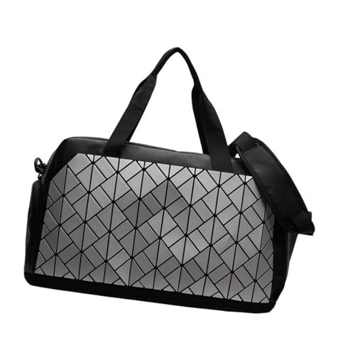 Mehrzweck-Reisetasche, wasserabweisend, große Kapazität, Turnbeutel, Schultertasche, reflektierendes Design und ergonomische Griffe, funktionale Sporttasche, silber, Mass Beauty von Uqezagpa