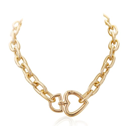 Modische, übertriebene, längenverstellbare Halskette mit Herz-Anhänger, für trendige Frauen und Damen, für den täglichen Gebrauch, robuste, lichtbeständige Halskette, Einheitsgröße, Wie beschrieben von Uqezagpa