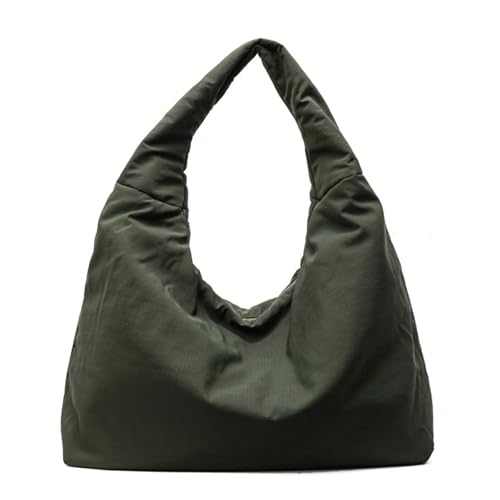 Modische Damen-Handtasche, drapiert, leicht, Nylon, Unterarmtaschen, geräumige Schultertasche, lässig, für den täglichen Gebrauch, Reisetaschen, grün, One Size von Uqezagpa