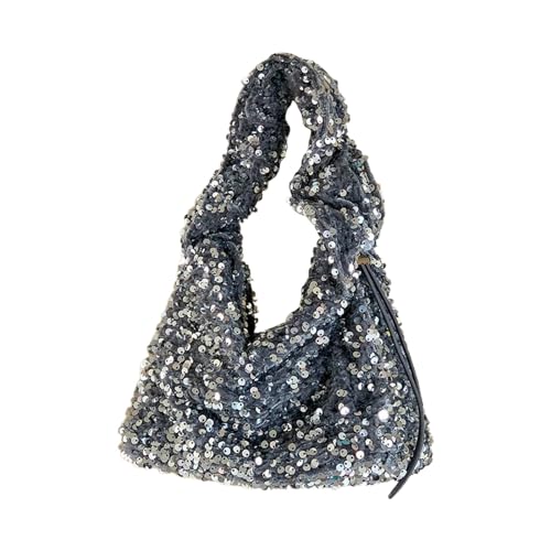 Modische Damen-Umhängetasche, kompakte Handtasche mit plissiertem Riemen, Unterarm-Geldbörse, geeignet für verschiedene Anlässe, Damentaschen, grau, One Size Modische Damen-Umhängetasche, kompakte Handtasche mit plissiertem Riemen, Unterarm-Geldbörse, geeignet für verschiedene Anlässe, Damentaschen, grau, One Size von Uqezagpa