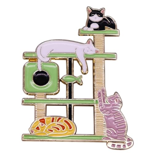 Modische Katzen-Brosche, Cartoon-Tier-Anstecknadel, Zubehör, handgefertigt, Unisex, Outfit-Accessoire für Männer und Frauen, niedliche Tier-Brosche von Uqezagpa