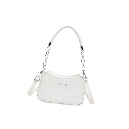 Modische Retro-Umhängetasche für Damen, PU-Leder, Umhängetasche, Unterarm-Handtasche mit Kettengriff, für den täglichen Gebrauch, PU-Ledertasche, weiß, One Size Modische Retro-Umhängetasche für Damen, PU-Leder, Umhängetasche, Unterarm-Handtasche mit Kettengriff, für den täglichen Gebrauch, PU-Ledertasche, weiß, One Size von Uqezagpa