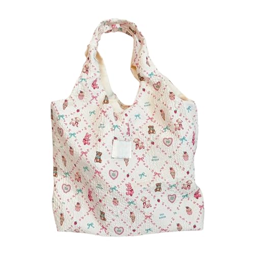 Modische Schultertasche aus Segeltuch für Damen, große Kapazität, lässige Handtasche für Strand und den täglichen Gebrauch, große Kapazität, Canvas-Geldbörse, Spitzengebäck, One Size von Uqezagpa